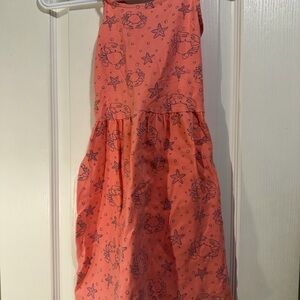 Kids Coral Dress with Crab Print